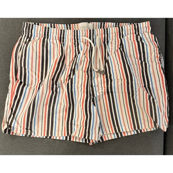 Solid & Striped Men’s Size XXL White Multicolor Striped Print Swim Trunks - Picture 1 of 4